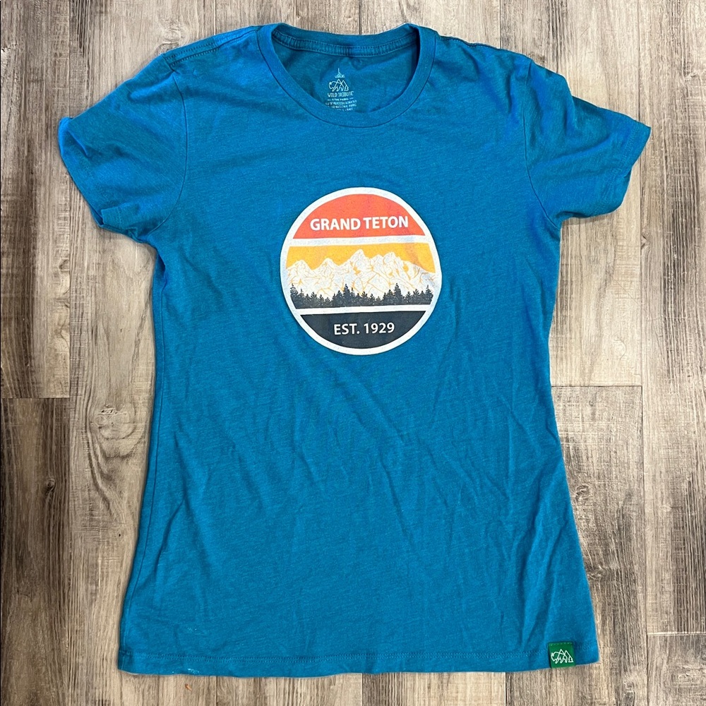 Aqua Blue Grand Teton Graphic T-Shirt